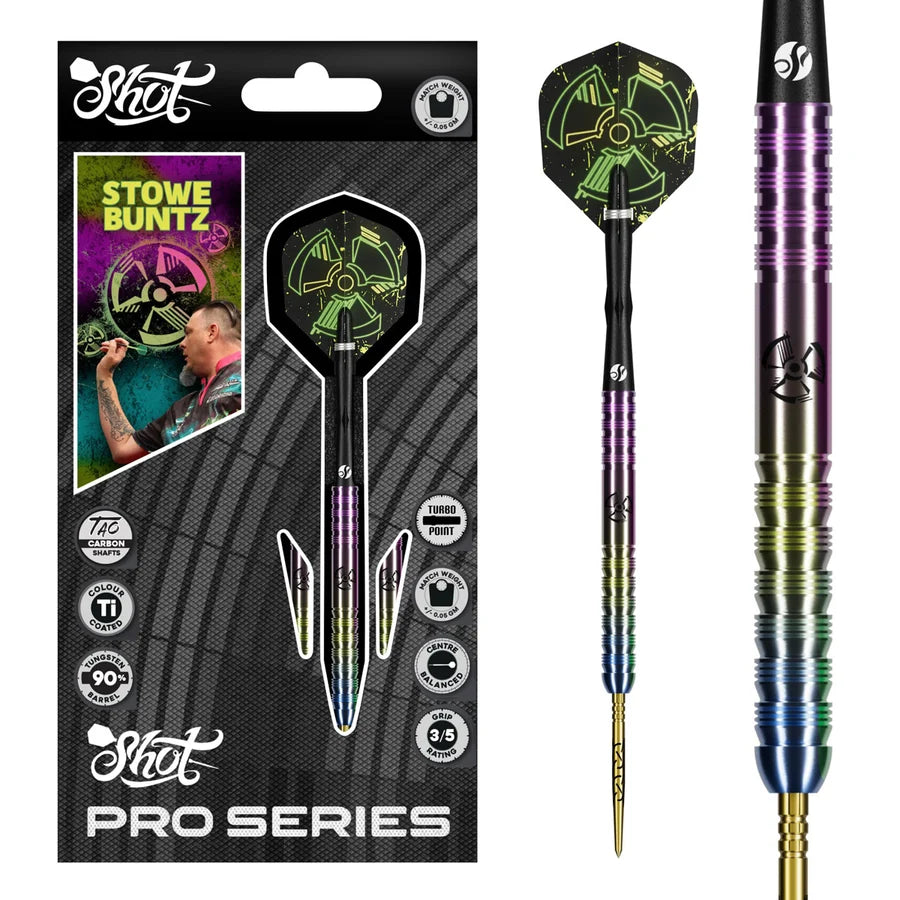 Shot Pro Series Stowe Buntz 3.0 Turbo Point 90% Tungsten Steel Tip Darts