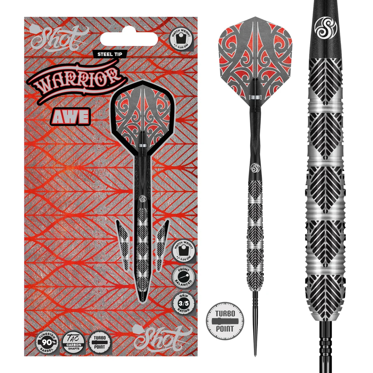 Shot Warrior Awe Turbo Point 90% Tungsten Steel Tip Darts