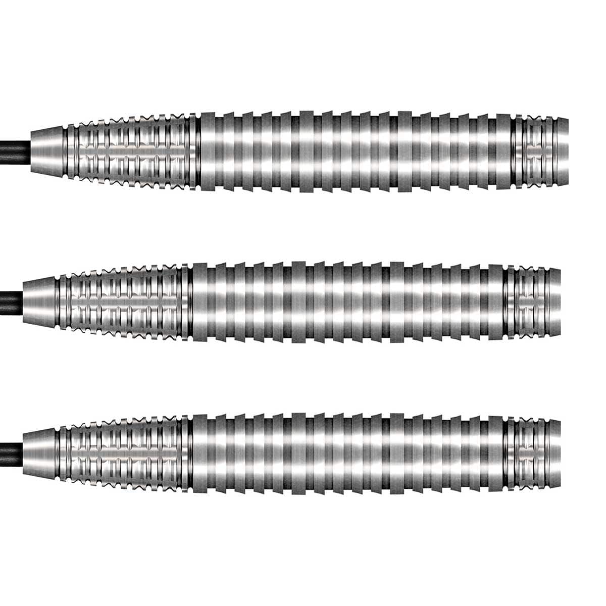 Three silver darts on a white background