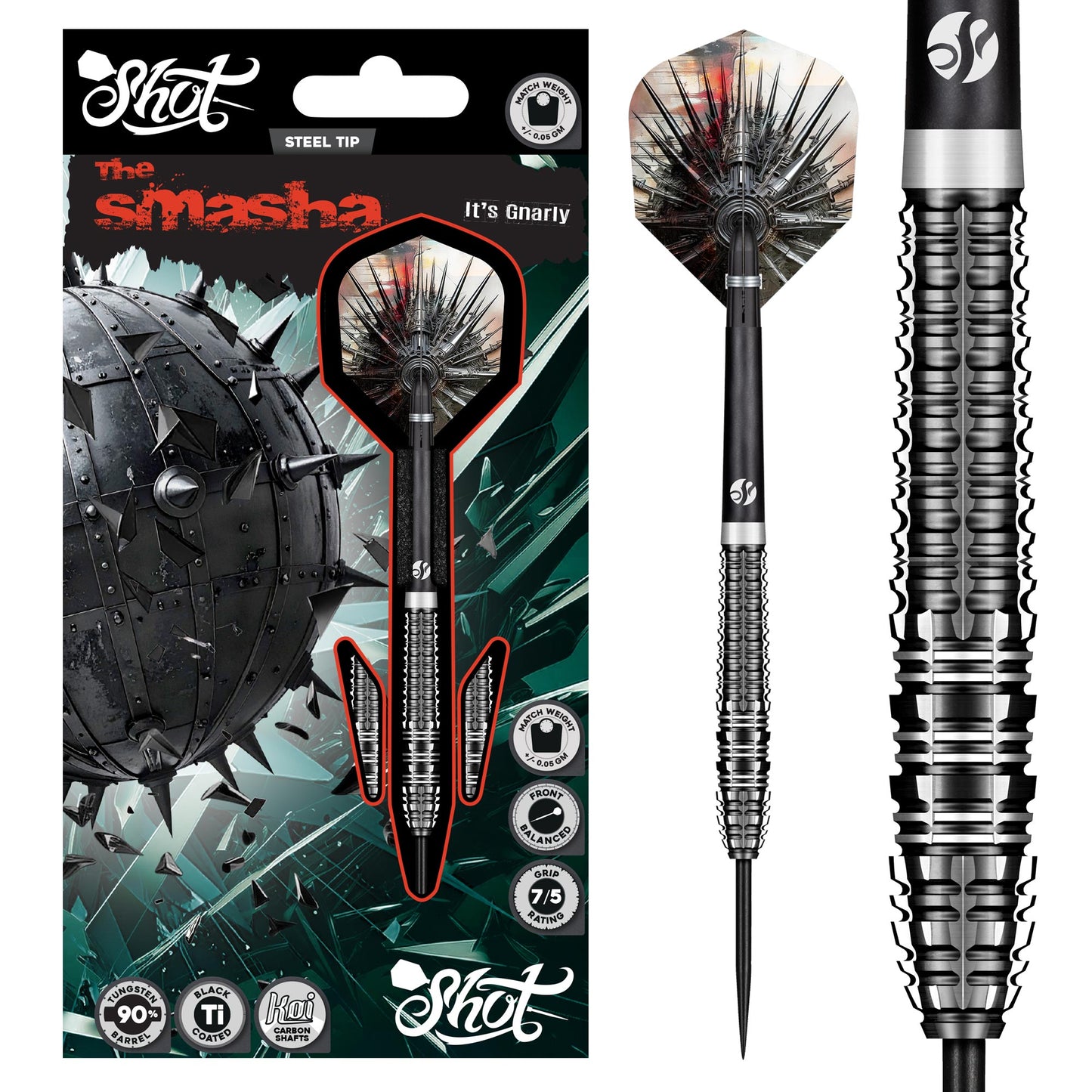 Shot Smasha dart with packaging and additional darts on a white background