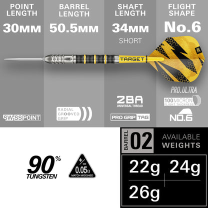 Target Buzz SP02 90% Tungsten Steel Tip Darts 2026