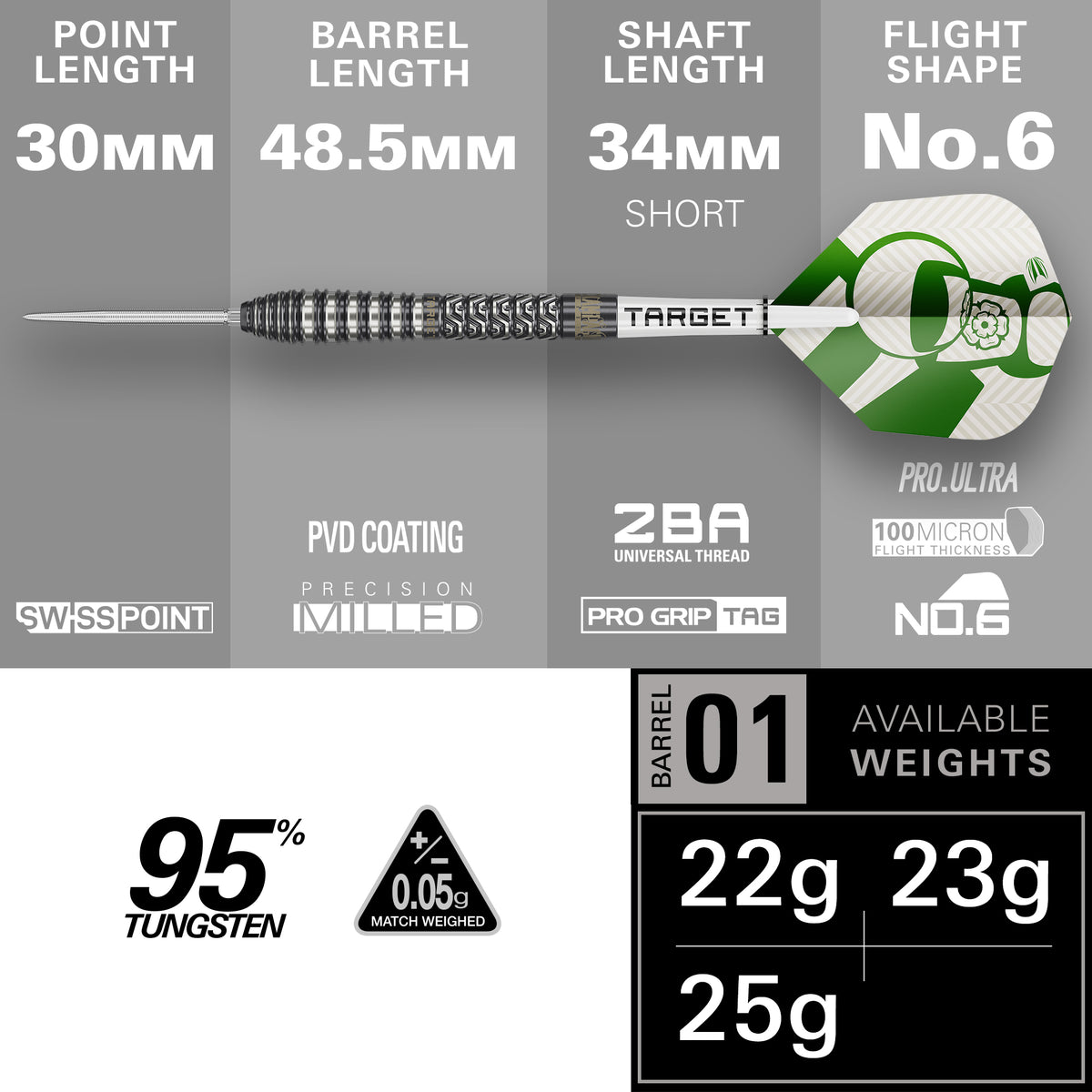 Target Charlie Manby Gen 1 SP 95% Tungsten Steel Tip Darts 2026