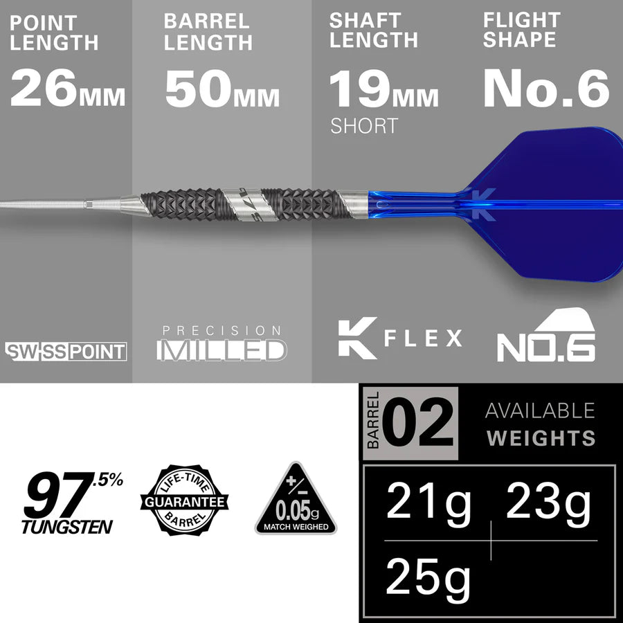 Target - 975 Ultra Marine 02 SP Steel Tip Darts - 97.5% Tungsten