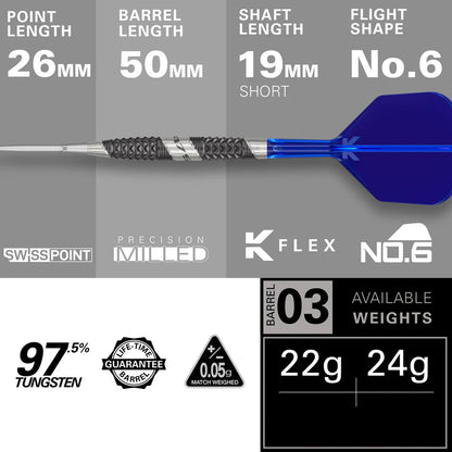 Target - 975 Ultra Marine 03 SP Steel Tip Darts - 97.5% Tungsten