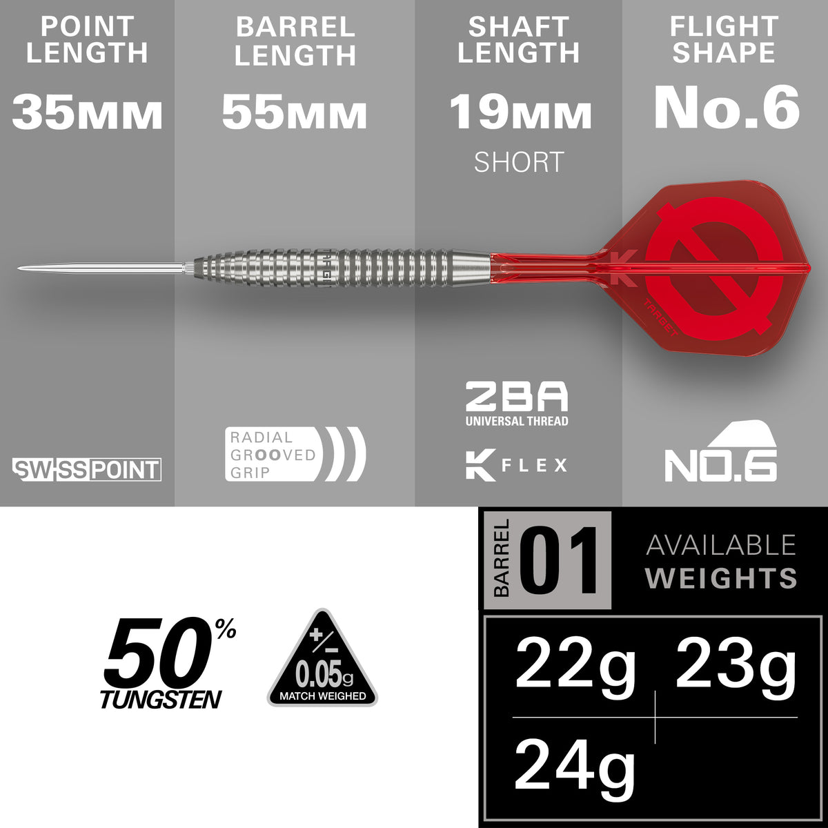 Target Group Ø 02 50% Tungsten SP Steel Tip Darts 2026