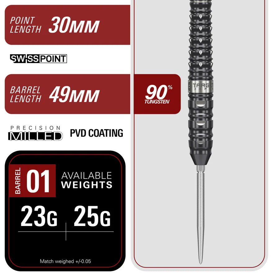 Target Japan - Black Marque Eclipse SP Steel Tip Darts - 23g / 25g