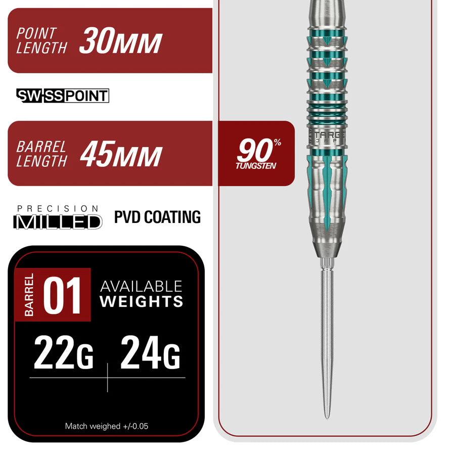 Target Japan - Black Marque Pierce SP Steel Tip Darts - 23g / 25g