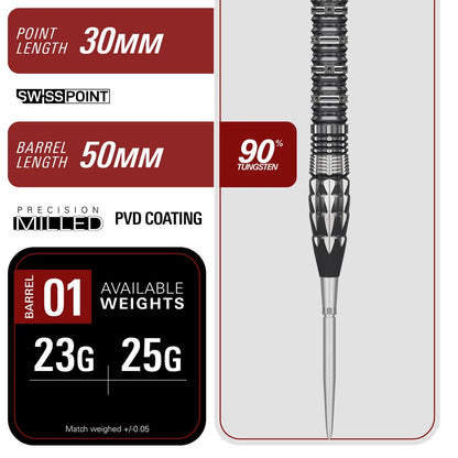 Target Japan Mitsumasa Hoshino Pyro G12 Swiss Point 90% Tungsten Steel Tip Darts