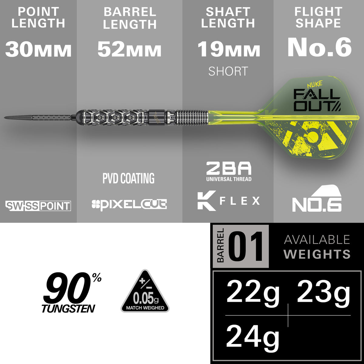 Target Luke Littler Nuke Fallout SP 90% Tungsten Steel Tip Darts 2026