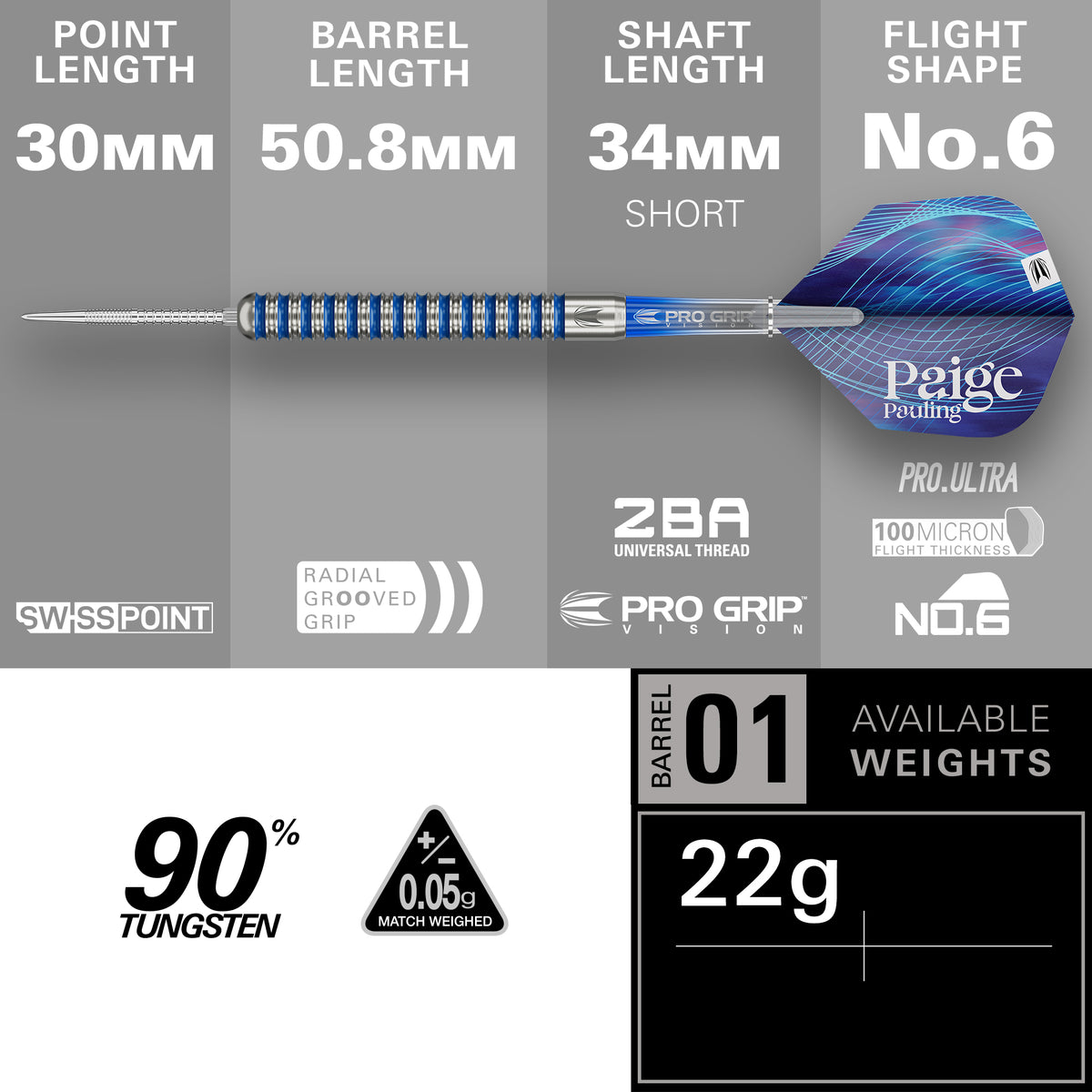 Target Paige Pauling SP 90% Tungsten Steel Tip Darts 2026