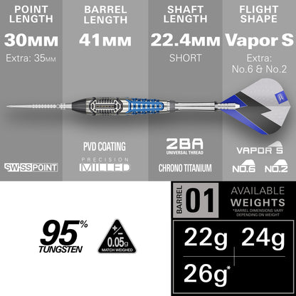 Target Phil Taylor Power Chrono SP 95% Tungsten Steel Tip Darts 2026