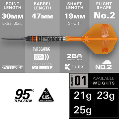 Target Raymond Van Barneveld RVB 95K SP Tungsten Steel Tip Darts 2026