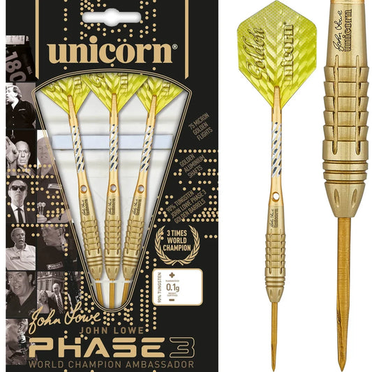 Unicorn Darts - John Lowe Phase 3 -  90% Tungsten Steel Tip Darts