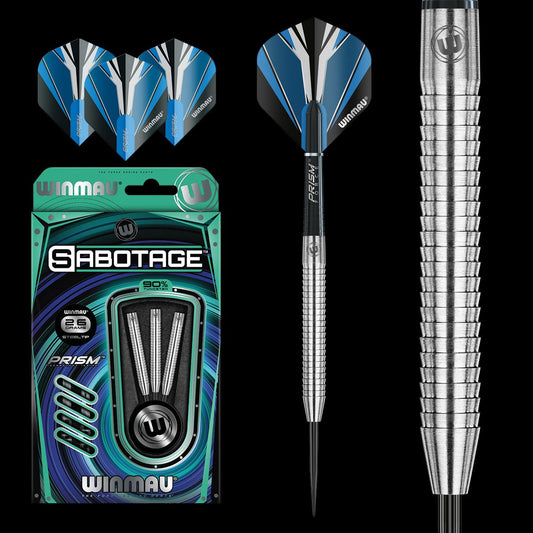 Winmau Sabotage Silver 90% Tungsten Darts - 26g