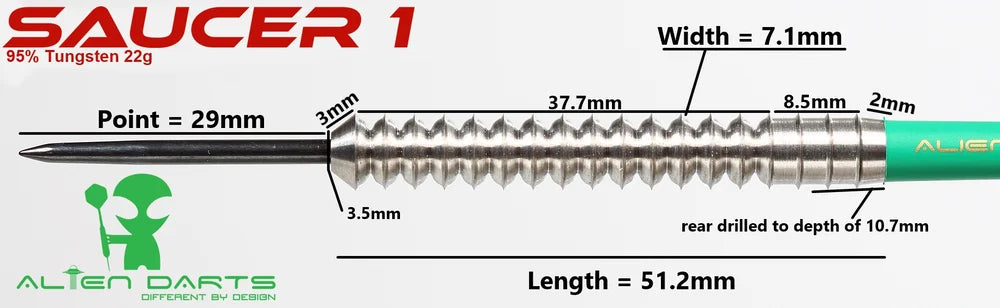 Alien Darts - Saucer 1 - 95% Tungsten Darts - 22g