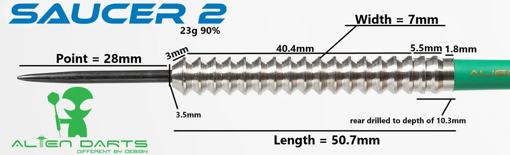 Alien Darts - Saucer 2 - 90% Tungsten Darts - 23g