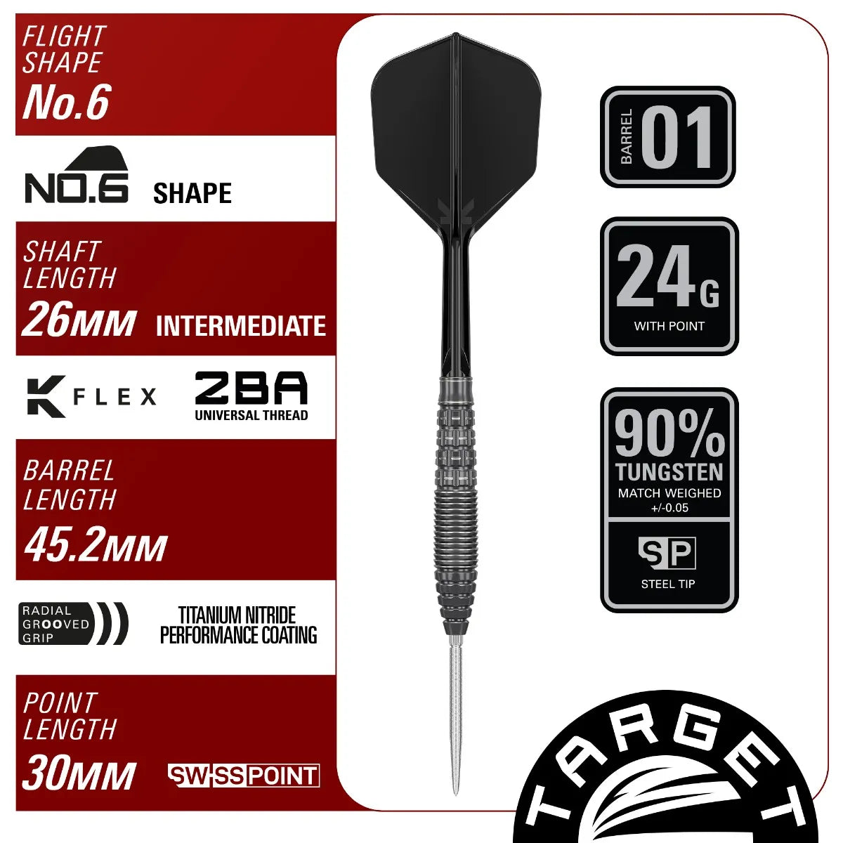 Target Japan - Black Marque Phantom Darts - 90% Tungsten Darts