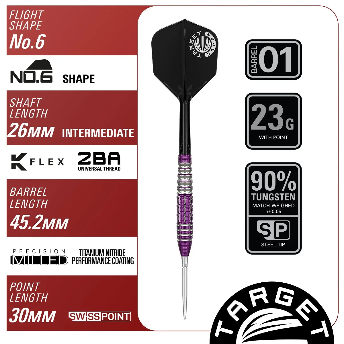 Target Japan - Prime Series Zenith Gen1 Darts - 90% Tungsten Darts