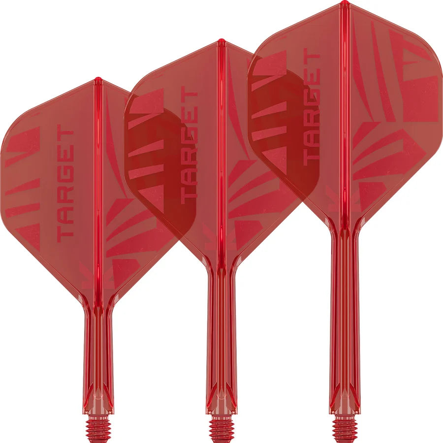 Target PRINTED K-Flex Integrated Flights & Shafts - no2 or no6 - Red / Black / Clear