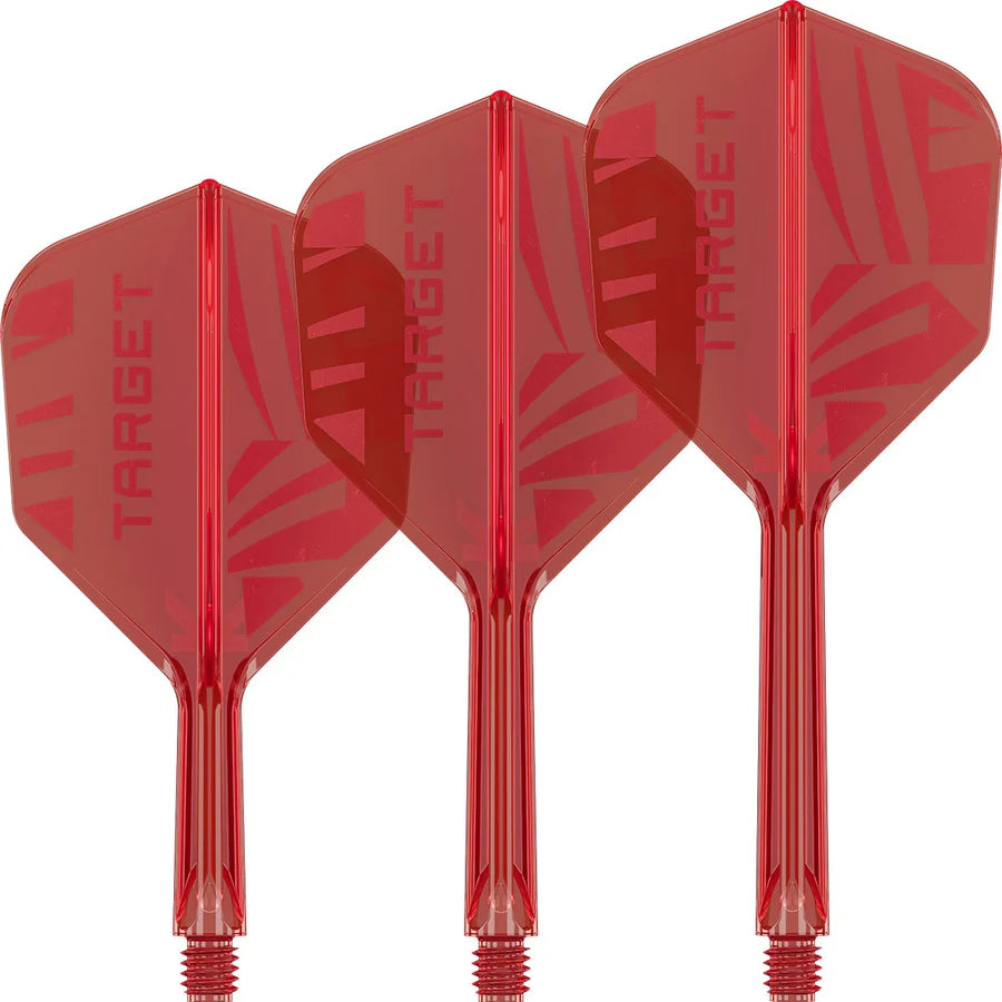 Target PRINTED K-Flex Integrated Flights & Shafts - no2 or no6 - Red / Black / Clear